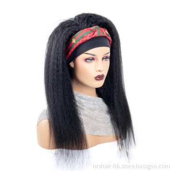 Year end Promotion 200% density kinky straight yaki headband wig Wholesale price 100% human hair India hair wig for black woman